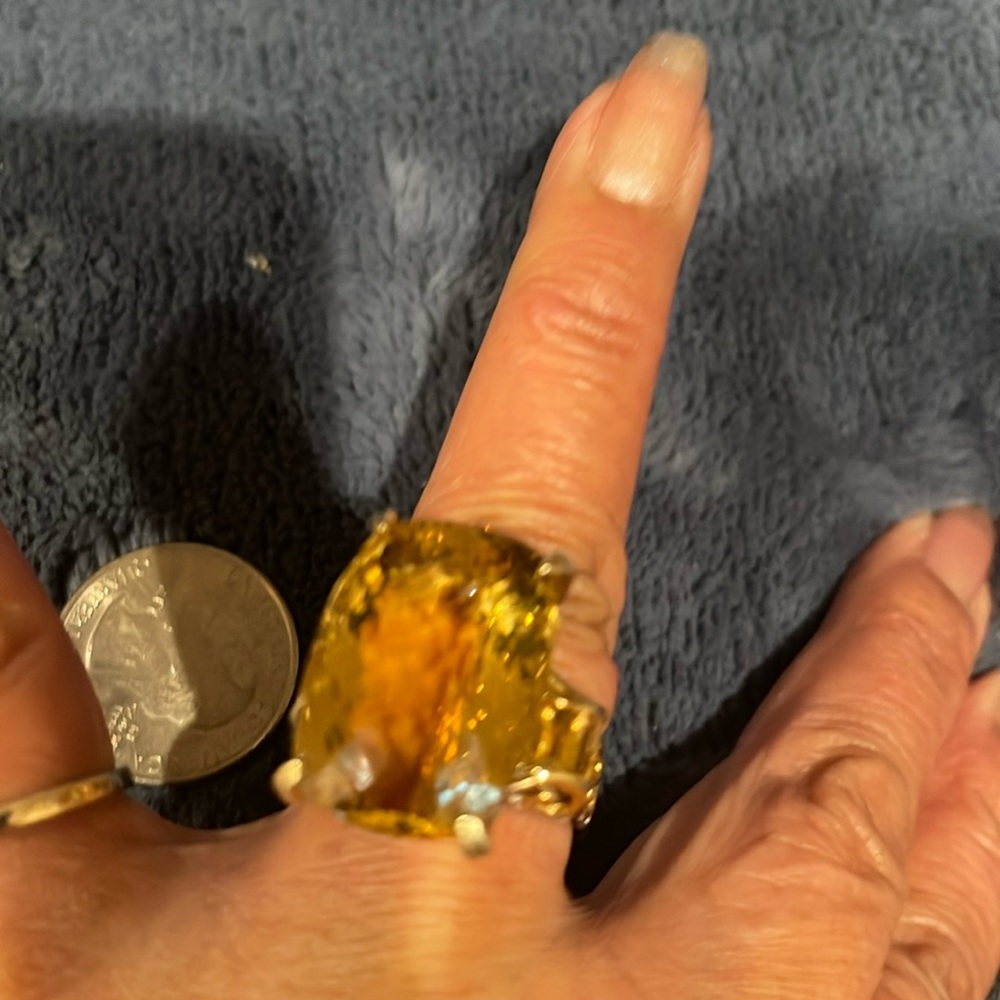 Huge Real Citrine ring on Sterling Silver beautiful